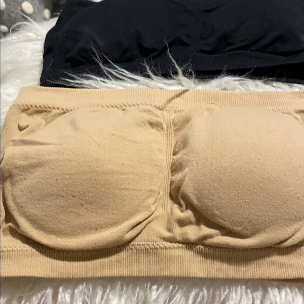 2 padded bandeau strapless bras.